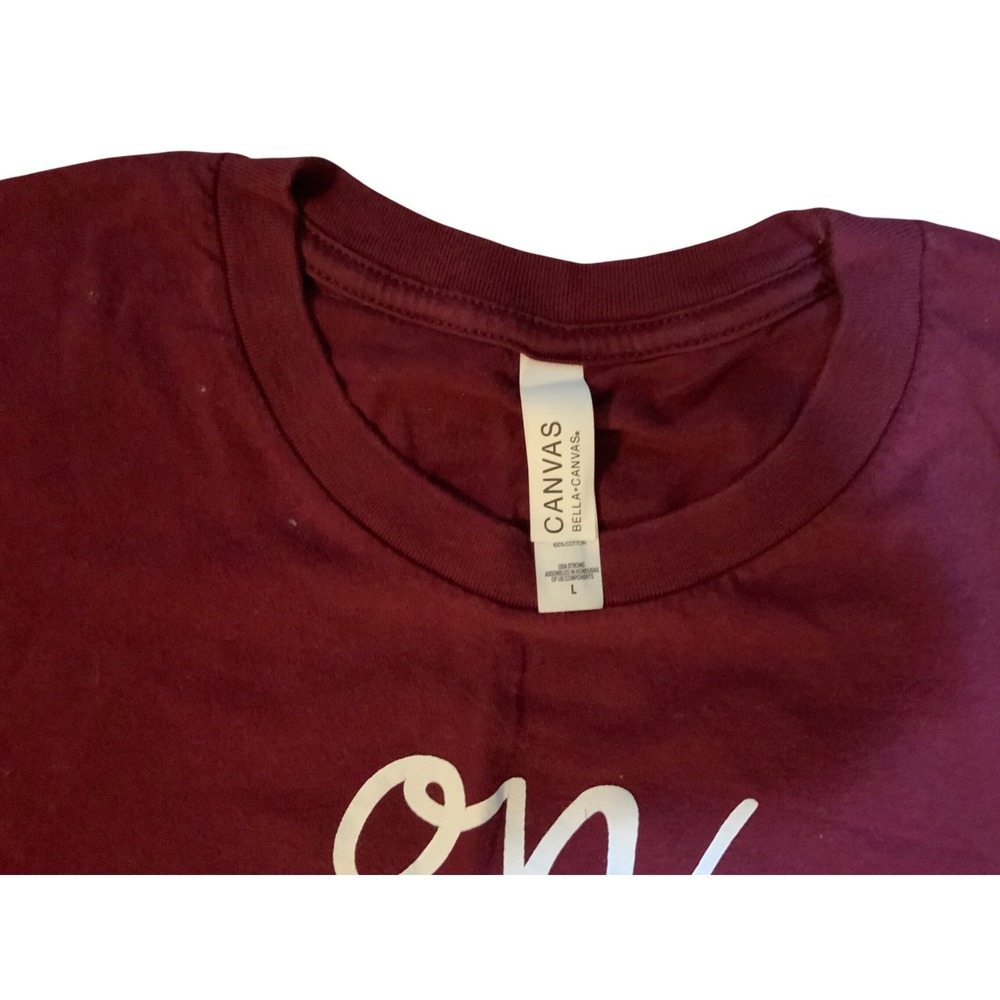 Bella Canvas On Cloud Wine Graphic Tee Maroon Burgundy Short Sleeve T-Shirt L